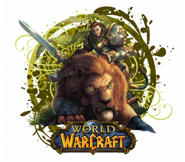 Львы воины - Lions warrior (World Of Warcraft) кружка с ложкой в ручке (цвет: белый + зеленый)