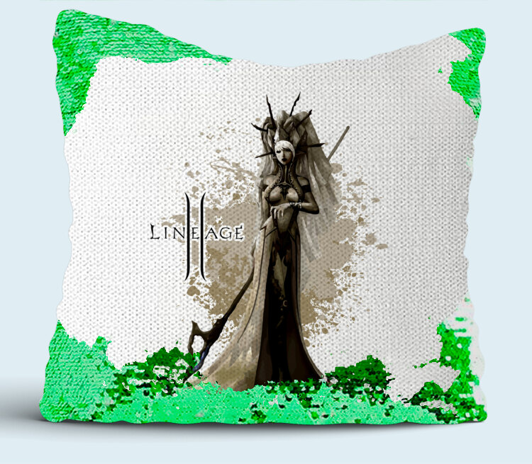 Эльфийка мистик (Lineage 2) подушка с пайетками (цвет: белый + зеленый)