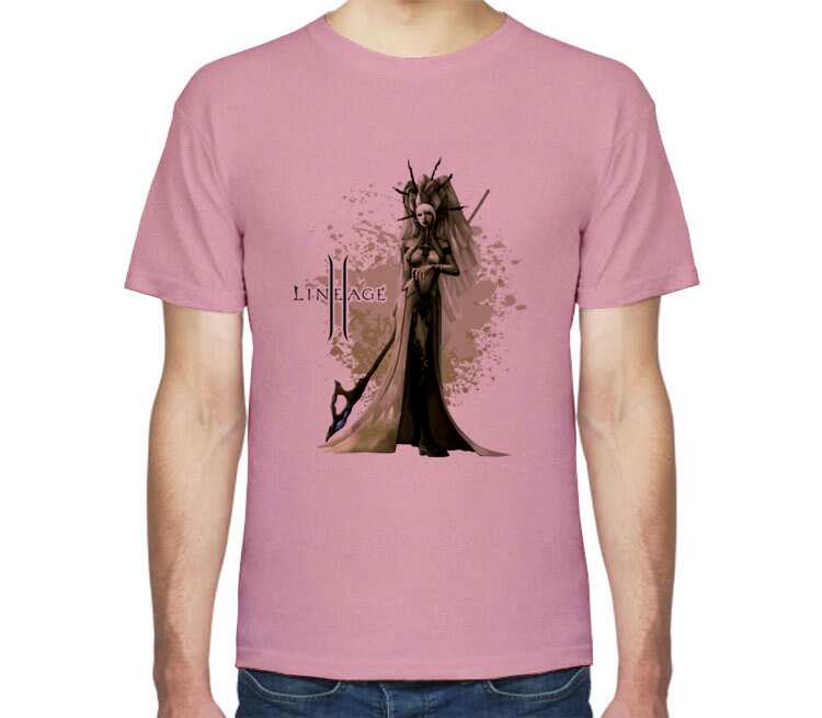 Эльфийка мистик (Lineage 2) мужская футболка с коротким рукавом (цвет: розовый меланж)