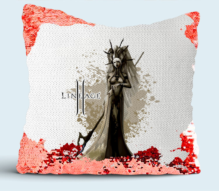 Эльфийка мистик (Lineage 2) подушка с пайетками (цвет: белый + красный)