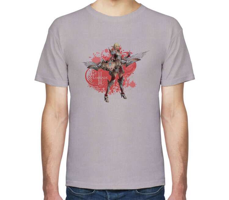 Эльфийка лучница (Lineage 2) мужская футболка с коротким рукавом (цвет: серый меланж)
