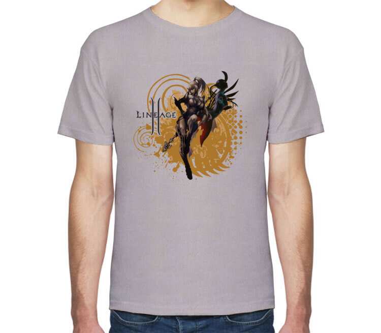 Оракл тёмные эльф - Dark Elf Oracle (lineage 2) мужская футболка с коротким рукавом (цвет: серый меланж)