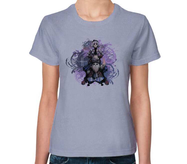Колдун - Warlock (lineage 2) женская футболка с коротким рукавом (цвет: голубой меланж)