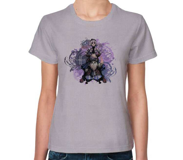Колдун - Warlock (lineage 2) женская футболка с коротким рукавом (цвет: серый меланж)