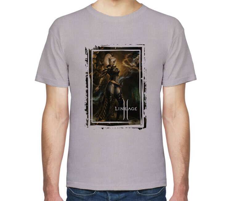 Эльфийка мистик (lineage 2) мужская футболка с коротким рукавом (цвет: серый меланж)