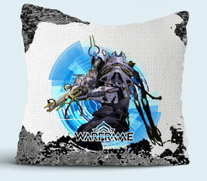 Эш прайм (Ash Prime, Warframe) подушка с пайетками (цвет: белый + черный)