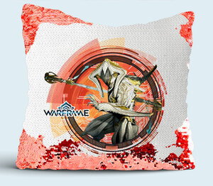 Локи (Loki, Warframe) подушка с пайетками (цвет: белый + красный)