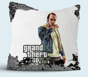Тревор Филипс (Grand Theft Auto GTA) подушка с пайетками (цвет: белый + черный)