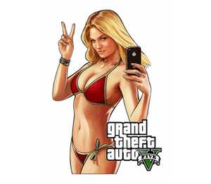Grand Theft Auto V (GTA 5) подушка с пайетками (цвет: белый + красный)