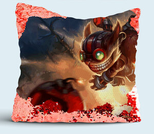 Ziggs (League of Legends) подушка с пайетками (цвет: белый + красный)