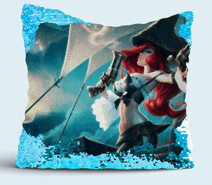 Miss Fortune (League of Legends) подушка с пайетками (цвет: белый + синий)
