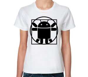 Витрувианский андроид женская футболка с коротким рукавом (цвет: белый)