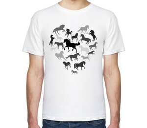 Серде из лошадей мужская футболка с коротким рукавом (цвет: белый)