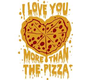 Люблю тебя больше пиццы кружка с кантом (цвет: белый + бордовый)