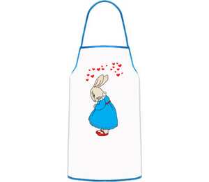 Rabbit_woman кухонный фартук (цвет: белый + синий)
