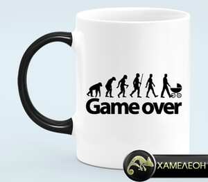 Game Over (Игра Окончена) кружка хамелеон (цвет: белый + черный)