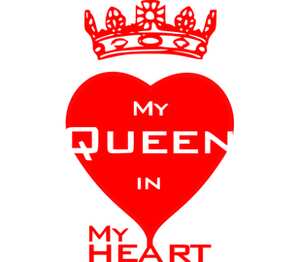 My queen in my heart подушка с пайетками (цвет: белый + красный)