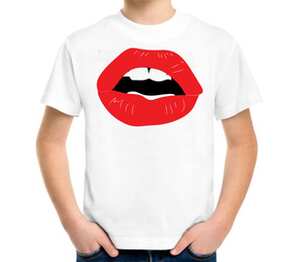 Губы (Поцелуй) детская футболка с коротким рукавом (цвет: белый)