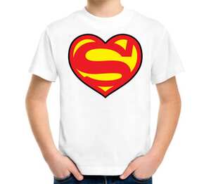Я люблю Супермена детская футболка с коротким рукавом (цвет: белый)