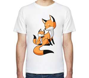 Две Лисички (fox) мужская футболка с коротким рукавом (цвет: белый)