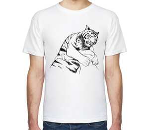 Тигриные объятия / Tiger hugs мужская футболка с коротким рукавом (цвет: белый)