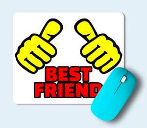 Best friend - лучший друг коврик для мыши прямоугольный (цвет: белый)
