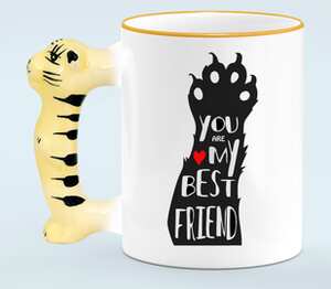 You are my best friend - ты мой лучший друг кружка с ручкой в виде тигра (цвет: белый + оранжевый)