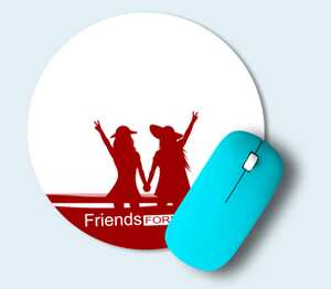 Friends forever - друзья навсегда коврик для мыши круглый с полной запечаткой (цвет: белый)