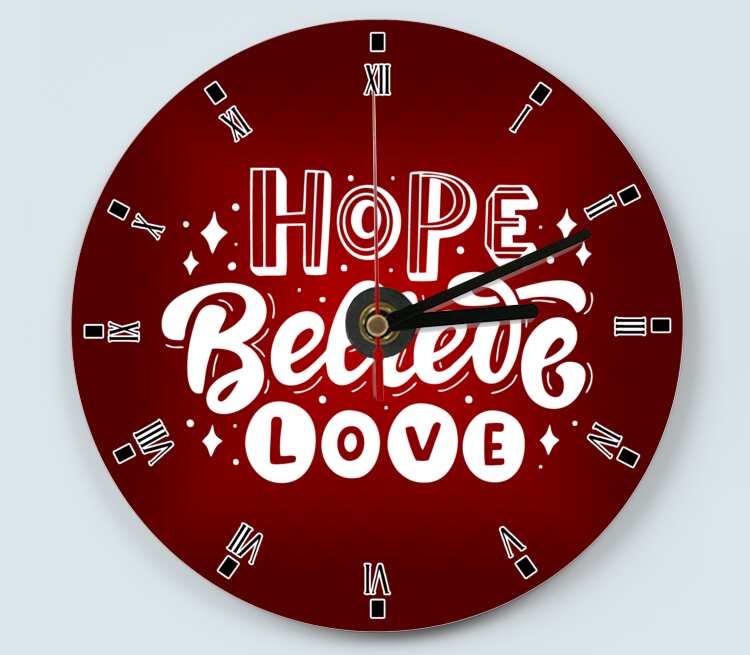 Hope believe love - надеюсь, верю, люблю часы настенные (цвет: белый)