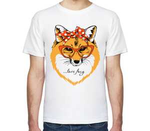 Лисичка с бантиком в модных очках - люби лисиц (love foxy) мужская футболка с коротким рукавом (цвет: белый)