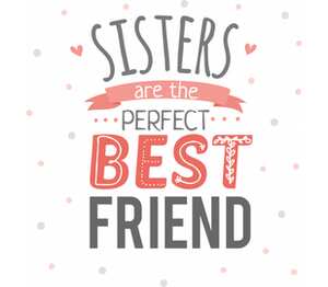 Сестры - лучшие друзья (sisters are the perfect best friend) подушка с пайетками (цвет: белый + золотой)