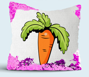 Зайка и морковка подушка с пайетками (цвет: белый + сиреневый)