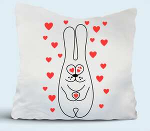 Влюбленные зайчата подушка (цвет: белый)