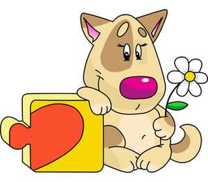 Влюбленные собачки - пазл сердце подушка с пайетками (цвет: белый + красный)