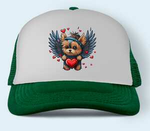 Щеночек ангелочек с сердцем бейсболка (цвет: зеленый)