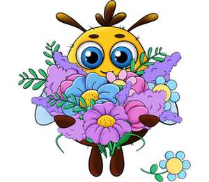 Пчелка с букетом цветов подушка с пайетками (цвет: белый + красный)