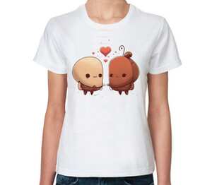 Влюбленные печеньки женская футболка с коротким рукавом (цвет: белый)