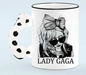 Lady Gaga кружка с ручкой в виде собаки (цвет: белый + черный)