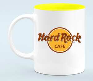 Хард Рок Кафе (Hard Rock Cafe) кружка хамелеон двухцветная (цвет: белый + желтый)