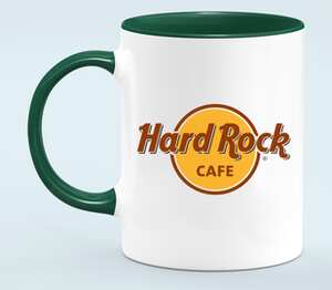 Хард Рок Кафе (Hard Rock Cafe) кружка двухцветная (цвет: белый + зеленый)