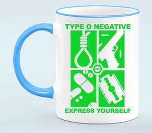 Type o Negative / Express Yourself кружка с кантом (цвет: белый + голубой)