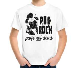 Pug Rock детская футболка с коротким рукавом (цвет: белый)