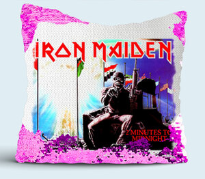 Iron Maiden Band подушка с пайетками (цвет: белый + сиреневый)