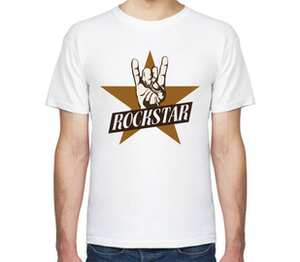 Рок-звезда мужская футболка с коротким рукавом (цвет: белый)
