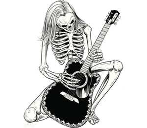 Скелет с гитарой коврик для мыши прямоугольный (цвет: белый)