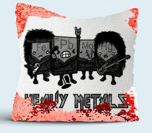Heavy Metal Art подушка с пайетками (цвет: белый + красный)
