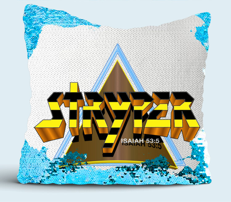 Stryper band подушка с пайетками (цвет: белый + синий)