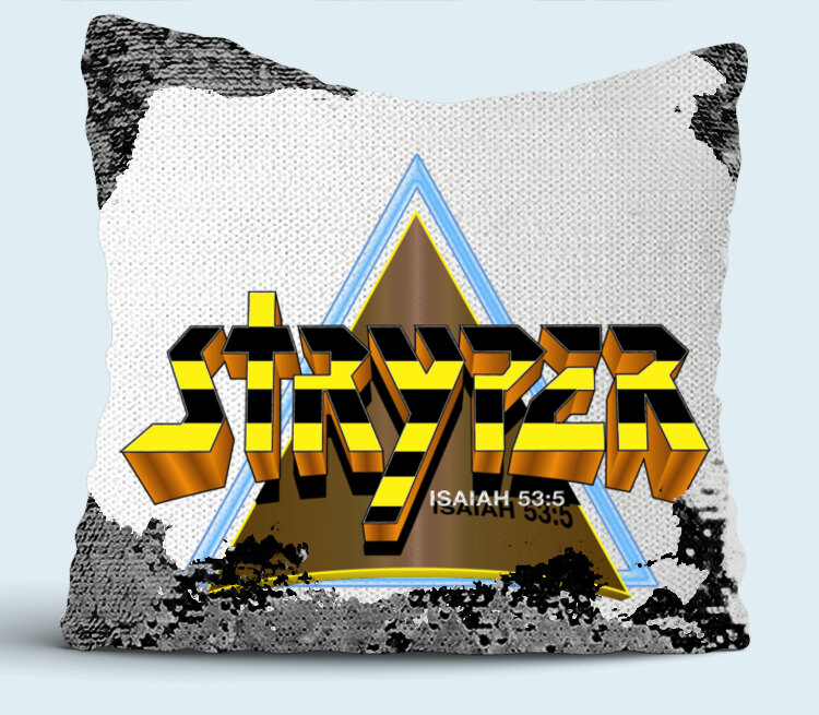Stryper band подушка с пайетками (цвет: белый + черный)