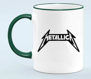 логотип Metallica кружка с кантом (цвет: белый + зеленый)