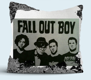 Fall Out Boy подушка с пайетками (цвет: белый + черный)
